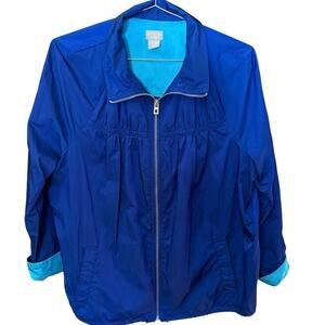 Chicos Zenergy Blue Zip Jacket Size 2 Travel Lightweight Athleisure